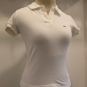 Sz 2 34 XS NWOT WHITE women's LACOSTE Polo Top